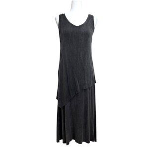 Pure Essence Gray Sleeveless Asymmetrical Layered Dress Lagenlook Womens Size M